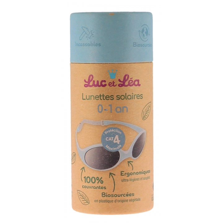 Lunettes solaires biosourcées catégorie 4 0-1 an bleu dragée Luc et Léa - 1 paire de lunettes
