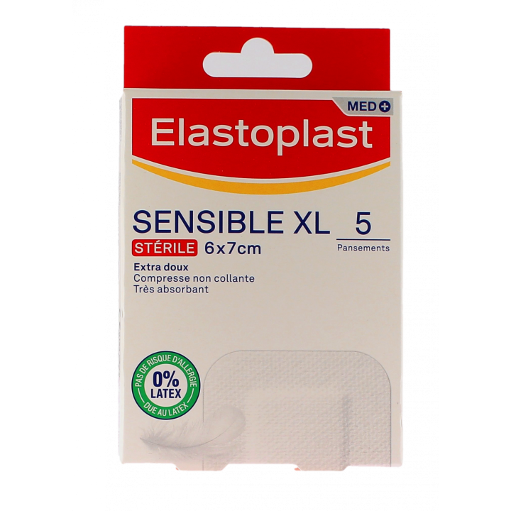 Med+ sensible pansement stérile Elastoplast - boite de 5 pansements de 6x7cm