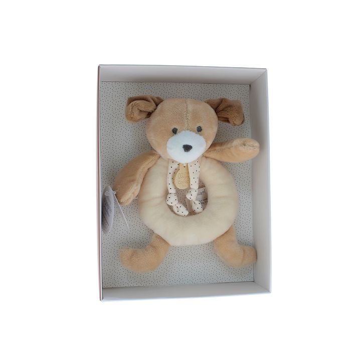 Mini doudou chien hochet Doudou et compagnie - boîte avec doudou de 20 cm
