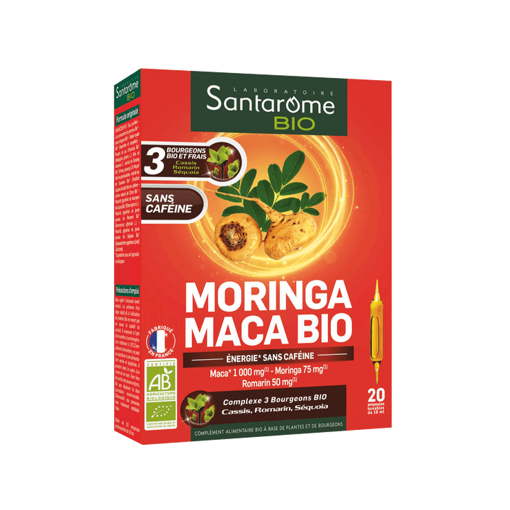Moringa maca bio Santarome Bio - boîte de 20 ampoules