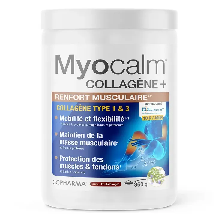 Myocalm collagène + saveur fruits rouges 3C Pharma - pot de 360g