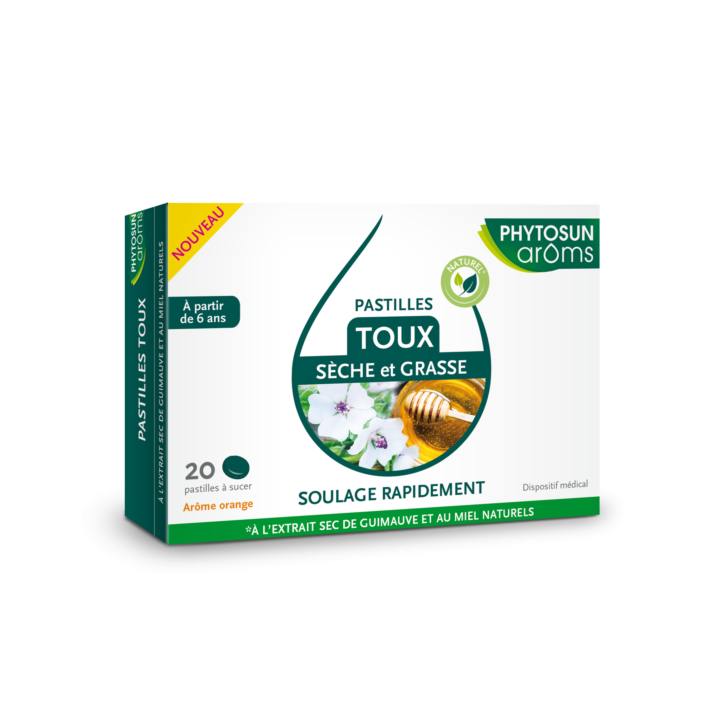Pastilles toux sèche et grasse arôme orange Phytosun Arôms - boîte de 20 pastilles