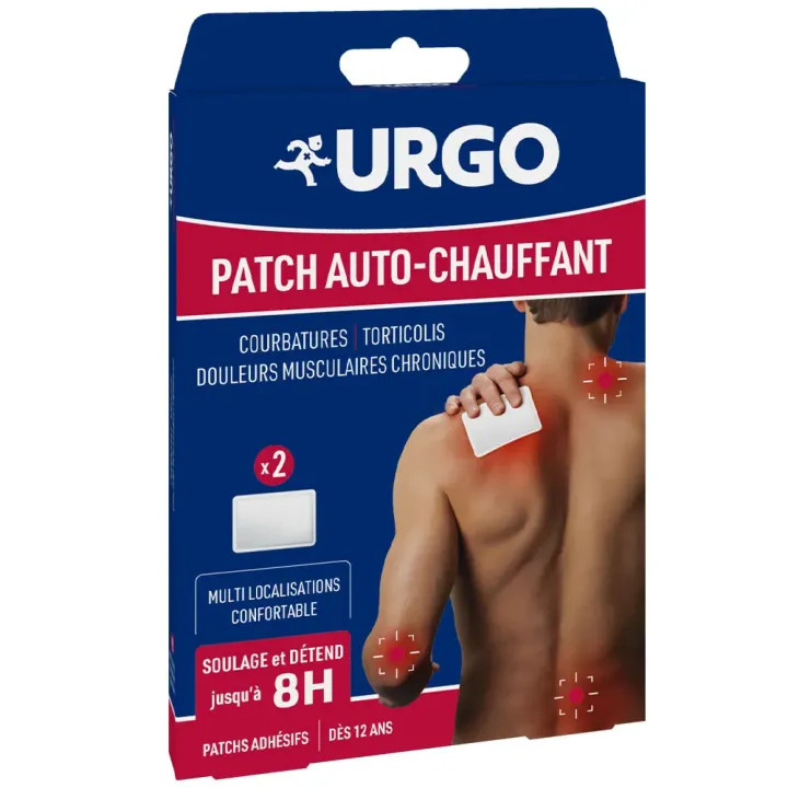 Patch auto-chauffant 8h Urgo - boîte de 2 patchs adhésifs