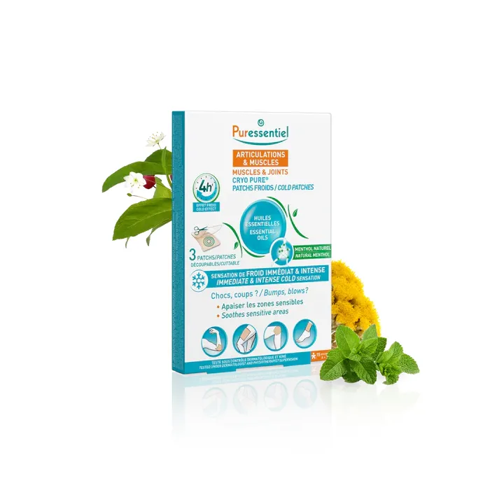 Patchs froids Cryo Pure articulations & muscles Puressentiel - boîte de 3 patchs