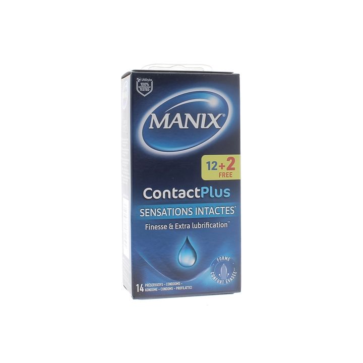 Préservatifs plus fins Contact Plus Manix - boîte de 12 + 2 gratuits