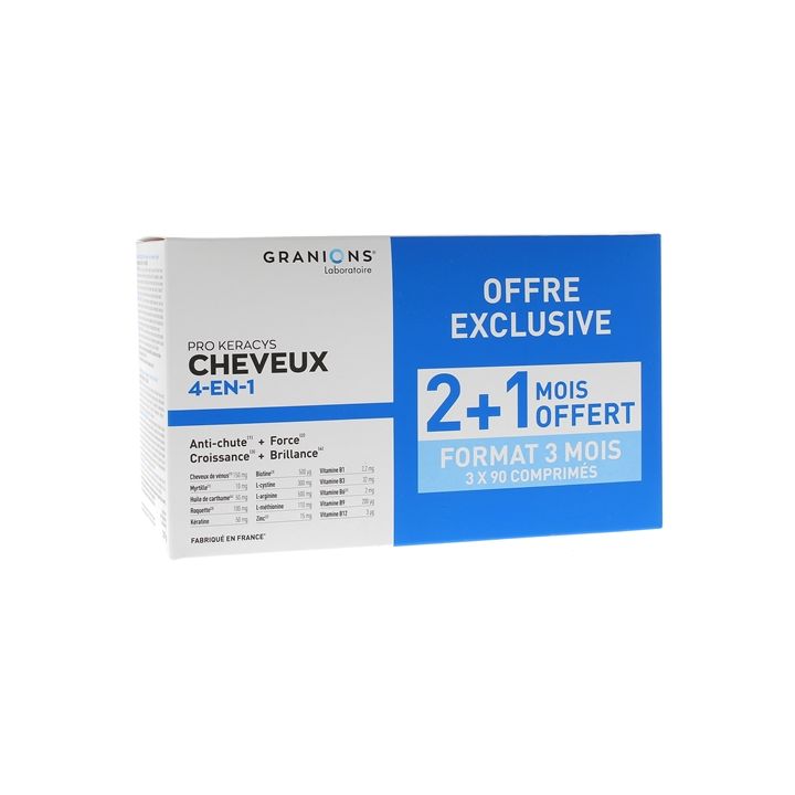Pro Keracys Cheveux 4 en 1 Granions - boîte de 270 comprimés