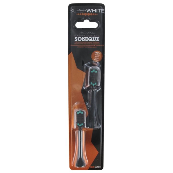 Recharges pour brosse à dents sonique souple noir Superwhite - lot de 2 recharges