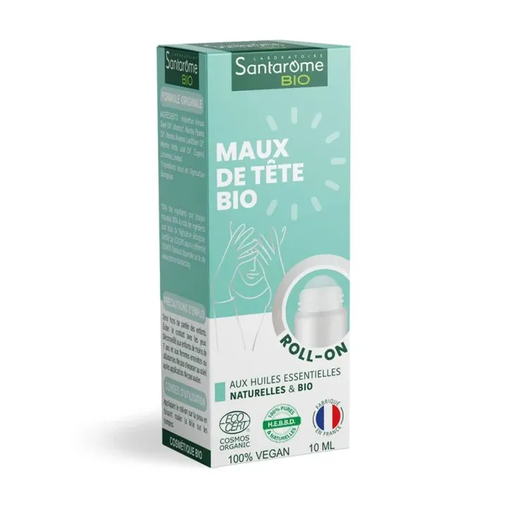 Roll-on aux huiles essentielles maux de tête bio Santarome - roll-on de 10ml