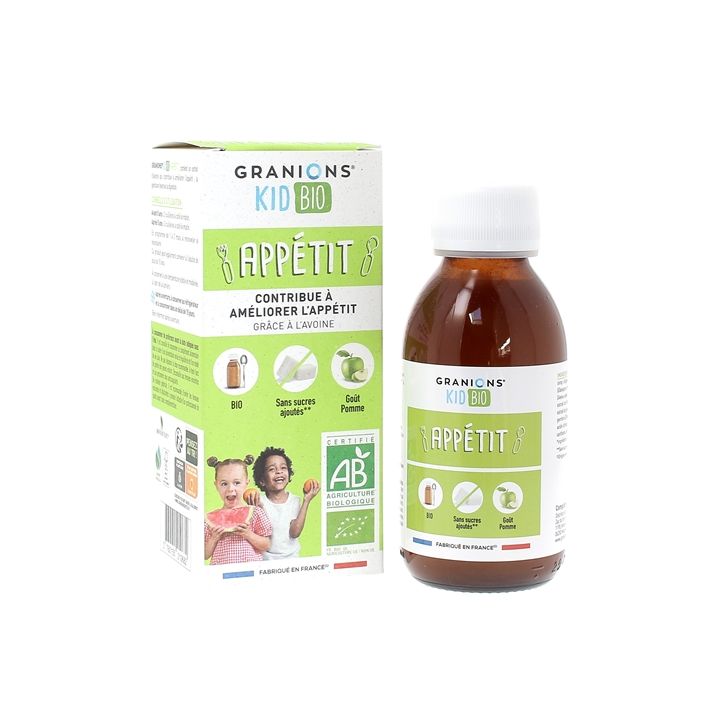 Sirop Appétit kid bio goût poire Granions - flacon de 125ml