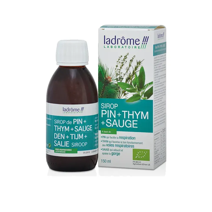 Sirop de pin thym et sauge bio Ladrôme - flacon de 150ml