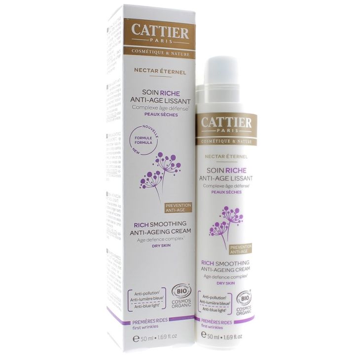 Soin riche anti-âge lissant nectar éternel Cattier - flacon pompe de 50 ml