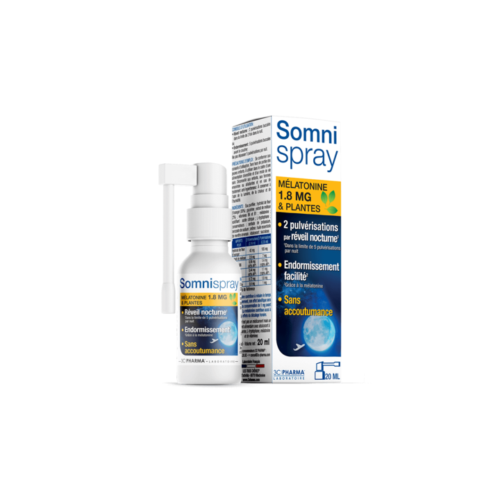 Somnispray Mélatonine 1.8 mg et plantes 3C Pharma - spray de 20 ml