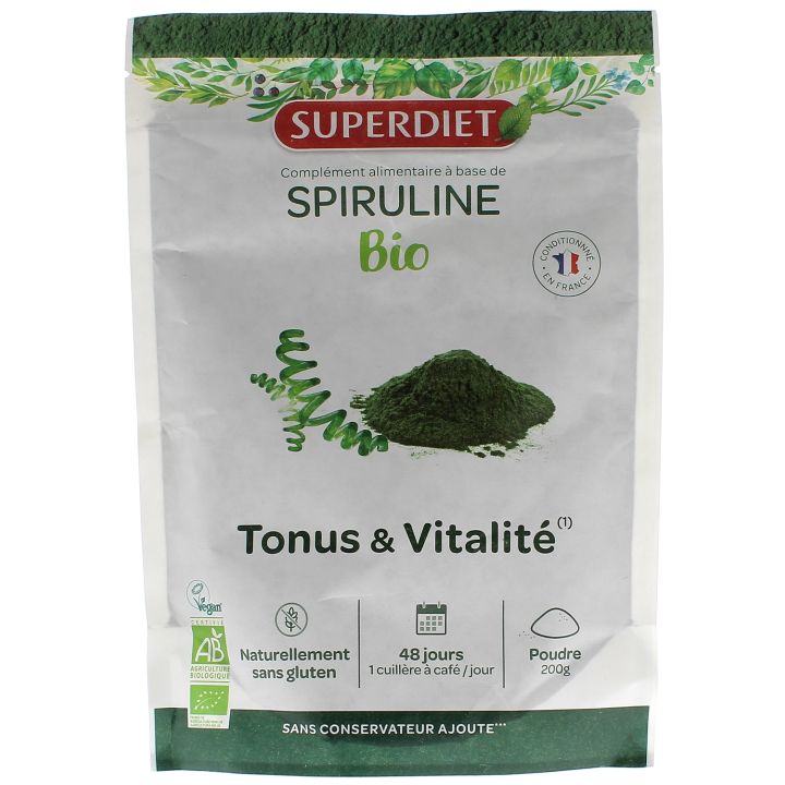 Spiruline bio poudre SuperDiet - sachet de 200g