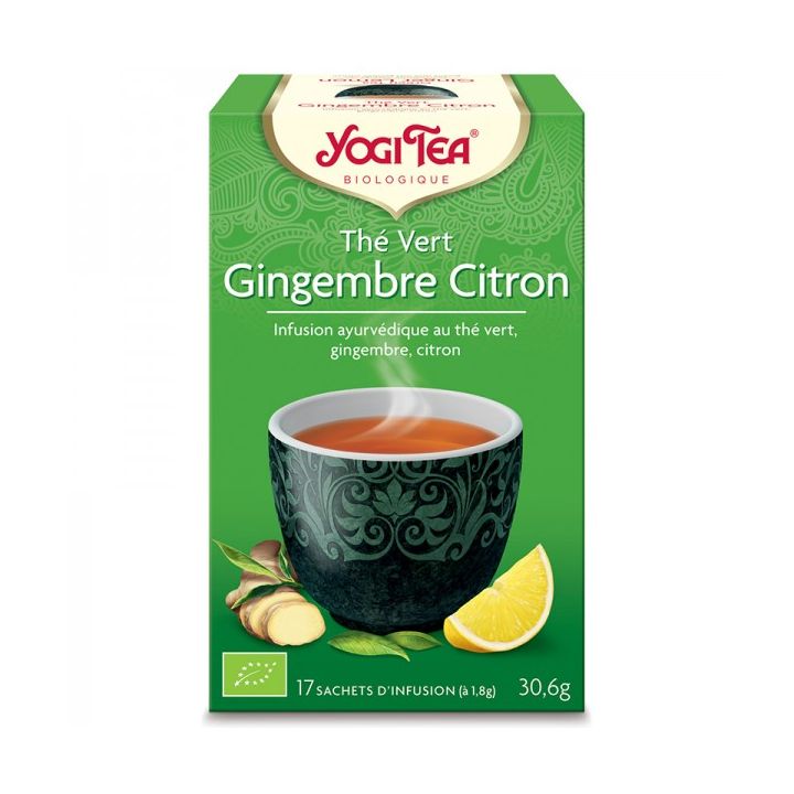 Thé vert gingembre citron BIO Yogi Tea - boite de 17 sachets 