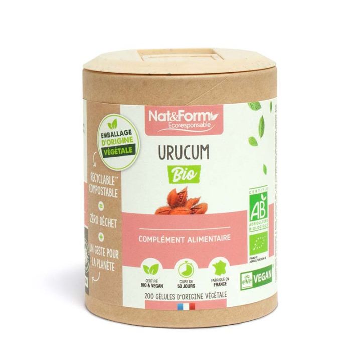Urucum bio Ecoresponsable Nat&Form - boite de 200 gélules