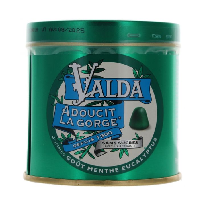 Valda Gommes menthe et eucalyptus sans sucre - boite de 140 g