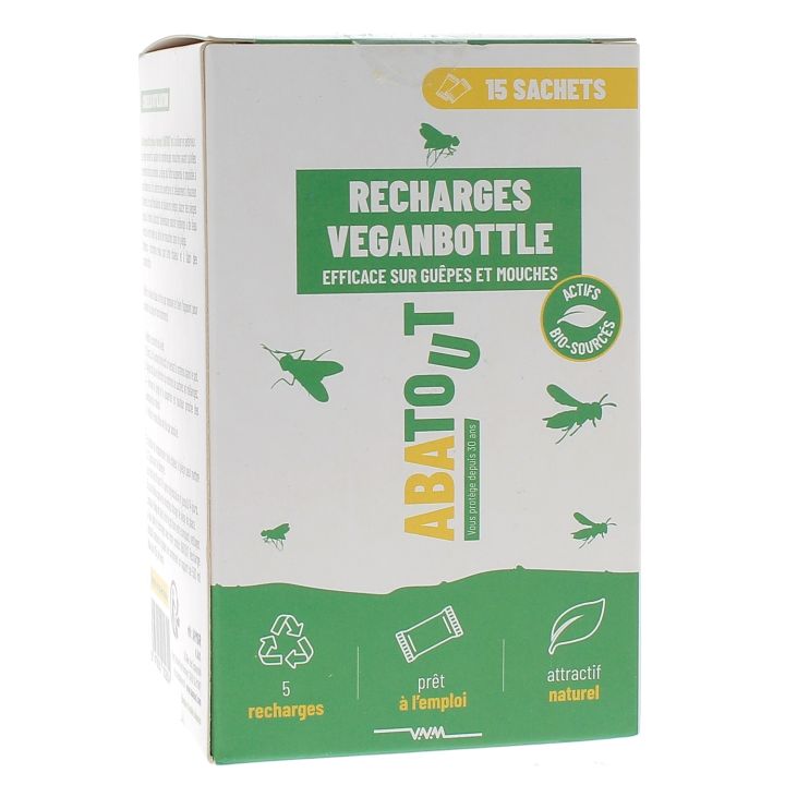 Veganbottle Recharges piège volants guêpes et mouches Abatout - boîte de 5 recharges