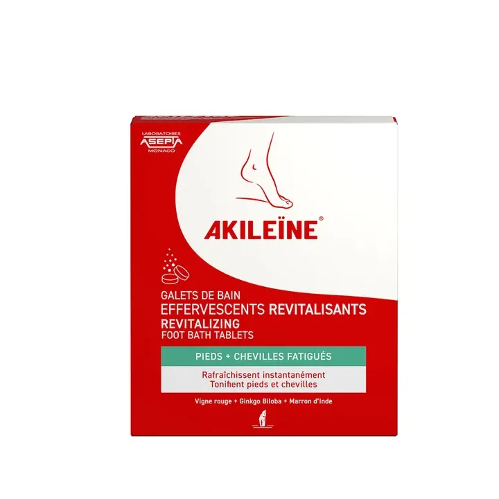 Galets de bain effervescents revitalisants Akileïne - boîte de 6 galets