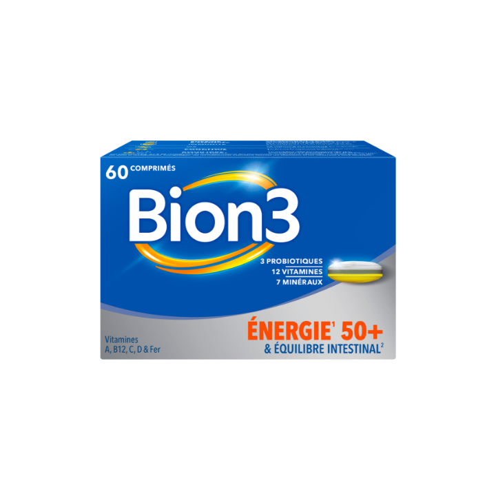 Bion 3 Energie 50+ et équilibre intestinal - boite de 60 comprimés