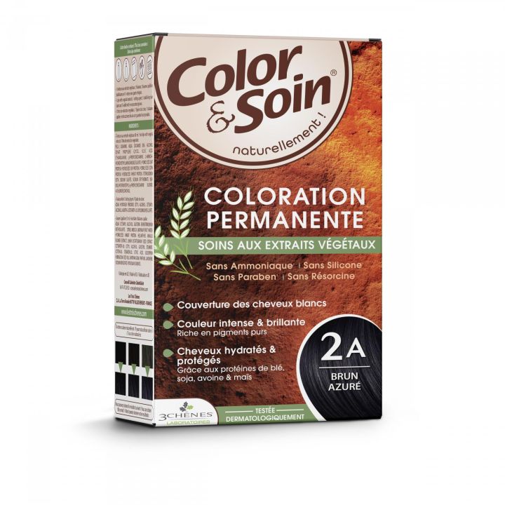 Color & soin coloration permanente brun azuré 2A Les 3 chênes - 1 kit