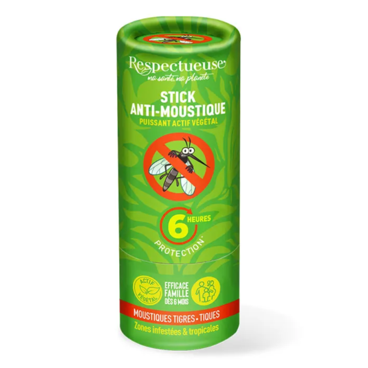 Stick anti-moustique puissant actif végétal Respectueuse - stick de 40g