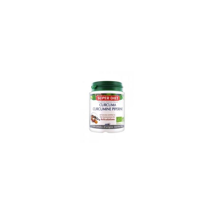 Curcuma Pipérine Bio Super Diet - pot de 120 gélules
