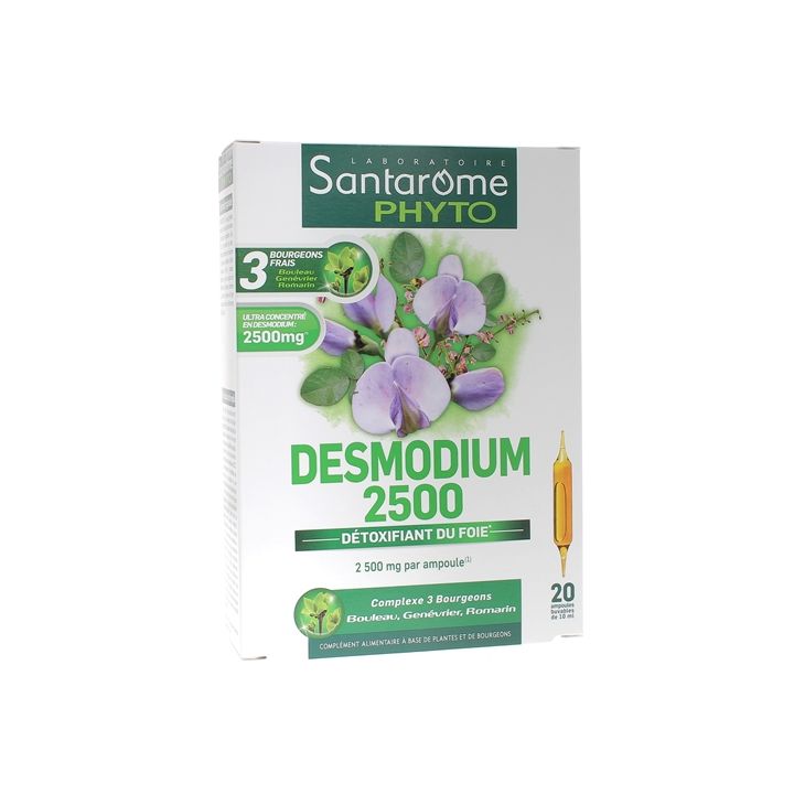 Desmodium 2500 détoxifiant du foie Santarome - boite de 20 ampoules