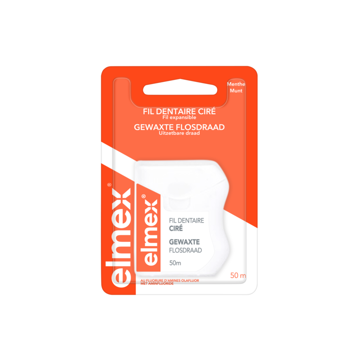 Fil dentaire ciré goût menthe Elmex - fil de 50 m
