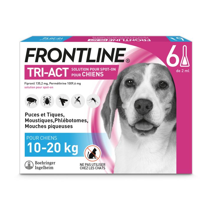 Frontline Tri-Act chiens 10-20 kg - boîte de 6 doses de 2 ml