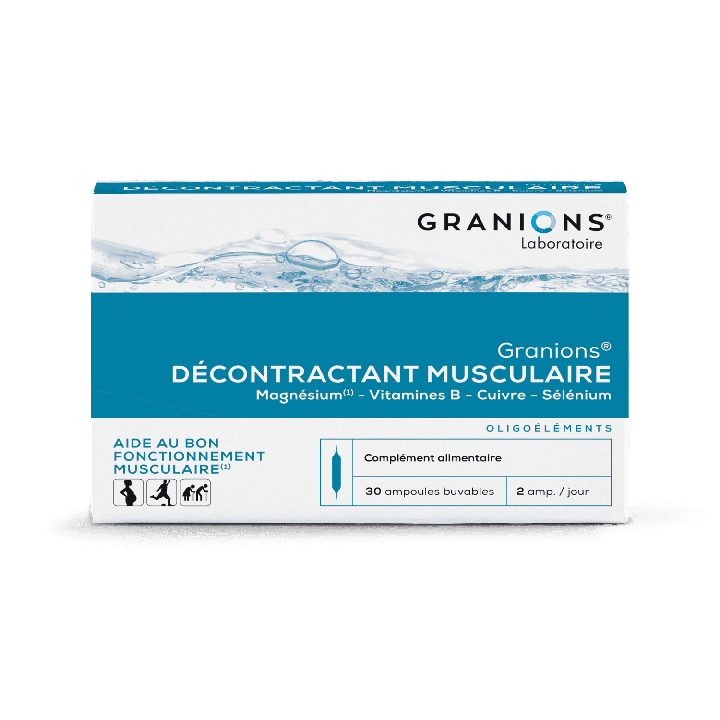 Décontractant musculaire Granions solution buvable en ampoule - boite de 30 ampoules
