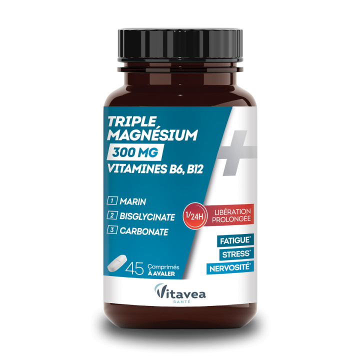 Triple magnésium 300mg Vitavea - pot de 45 comprimés 