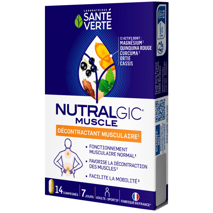Nutralgic muscle Décontractant musculaire Santé verte - boite de 14 comprimés