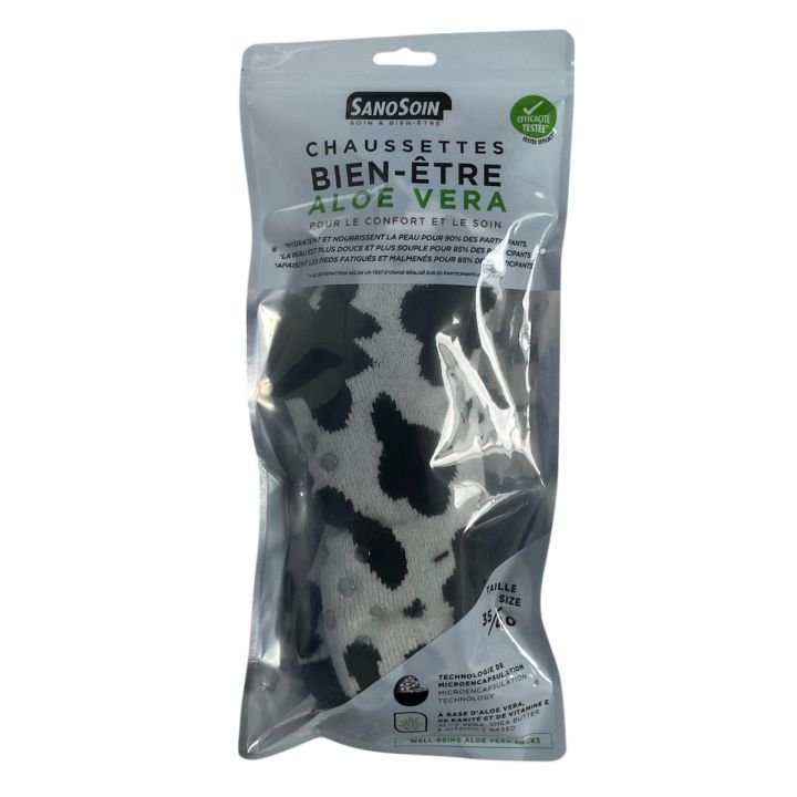 Chaussettes bien-être vache noire et blanche SanoSoin – une paire de chaussettes