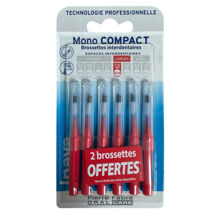 Mono Compact brossettes interdentaires Inava - boite de 4 brossettes + 2 offertes