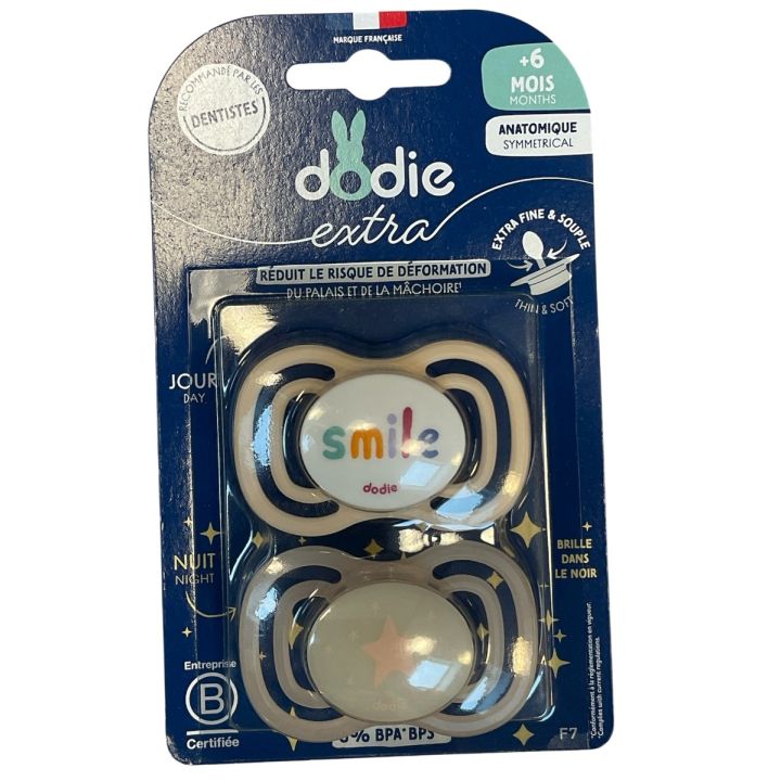 Extra sucettes anatomiques 6mois et + Dodie - lot de 2 sucettes