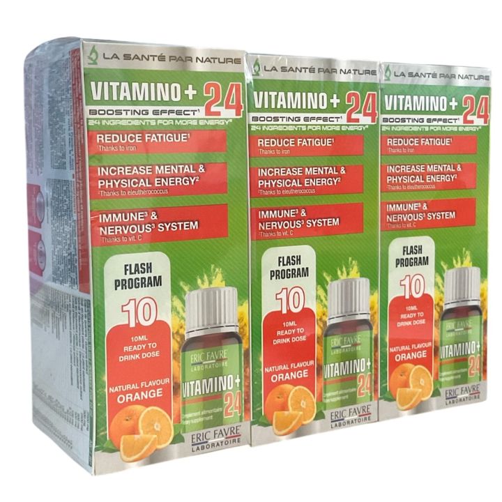 Vitamine 24+ effet coup de fouet Eric Favre - offre spéciale 3 boîtes de 10 doses 