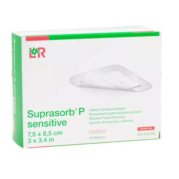 Suprasorb P Sensitive Border Lite - boite de 10 pièces de 7,5x8,5cm