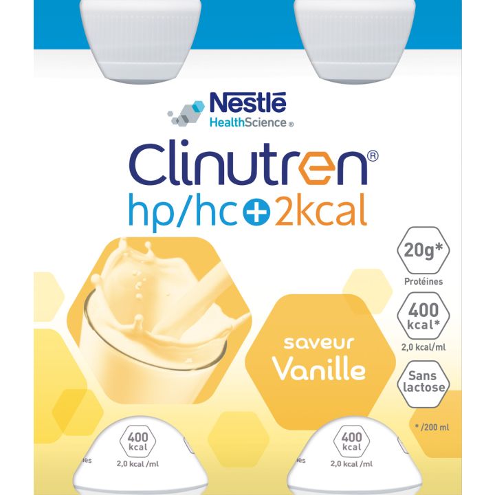 Clinutren HP/HC +2Kcal saveur vanille - 4 bouteilles de 200 ml