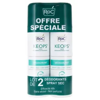 Keops déodorant spray efficacité 48h RoC - lot de 2 sprays de 150ml offre spéciale