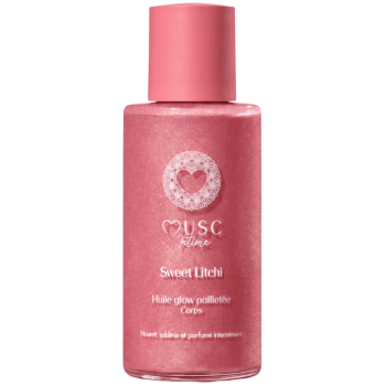 Huile glow pailletée sweet litchi Musc Intime - flacon de 100ml