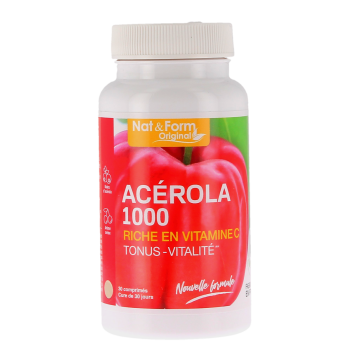 Acérola 1000 Nat&Form - pot de 30 comprimés