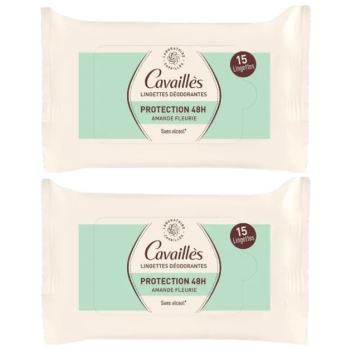 Offre spéciale 2x15 lingettes déodorantes protection 48h Rogé Cavaillès - 2 paquets de 15 lingettes