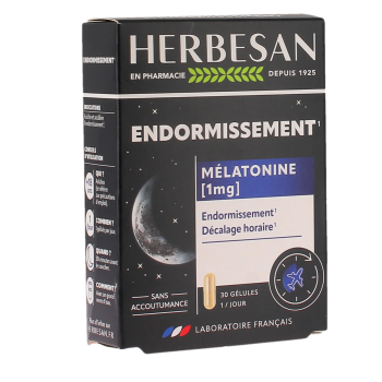 Noctaphyt Mélatonine 1mg Herbesan - boîte de 30 gélules