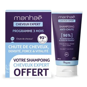 Manha&eacute; Cheveux Expert chute de cheveux programme de 3 mois + shampoing anti-chute offert Vitavea - 120 g&eacute;lules + shampoing de 50ml