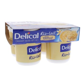 Delical riz au lait HP/HC saveur vanille caramel - 4 pots de 200g