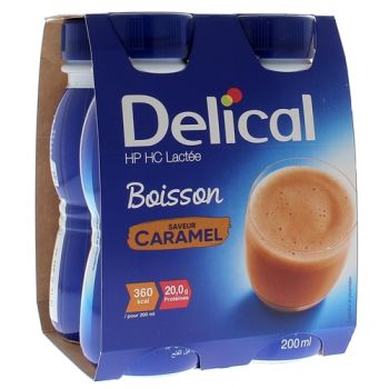 Delical Boisson HP/HC lactée saveur caramel - 4 bouteilles de 200 ml