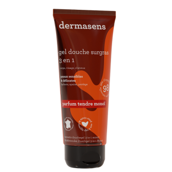 Dermasens gel douche surgras 3 en 1 tendre monoï Marque verte - tube de 200 ml