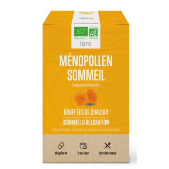 Ménopollen Sommeil & bouffées de chaleur bio Léro - boîte de 60 gélules