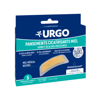 Pansements cicatrisants miel waterproof Urgo -  boîte de 5 pansements stériles