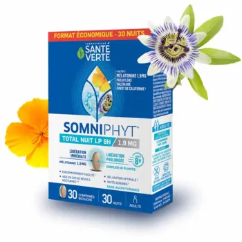 Somniphyt Total Nuit LP 1,9 mg Santé Verte - boite de 30 comprimés